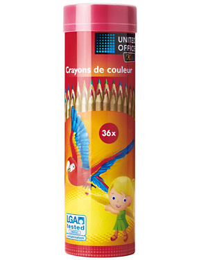 UNITED OFFICE KIDS 36 crayons de couleurs