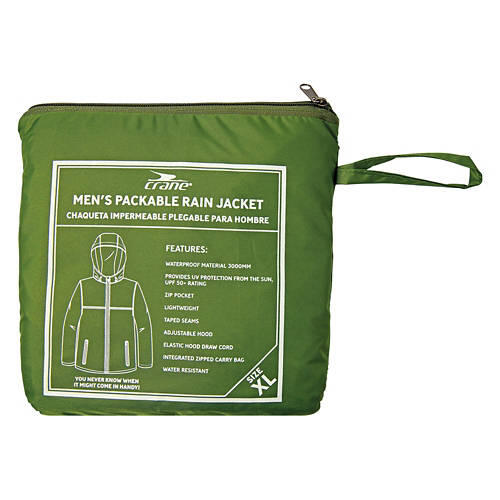 Men's Rain Jacket - Green, XL