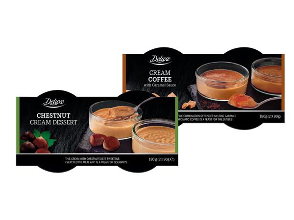 Cream Dessert with Coffee and Caramel or Chestnut Flavour