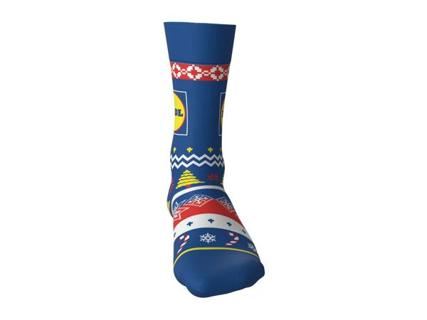 Adults' Blue Lidl Christmas Socks