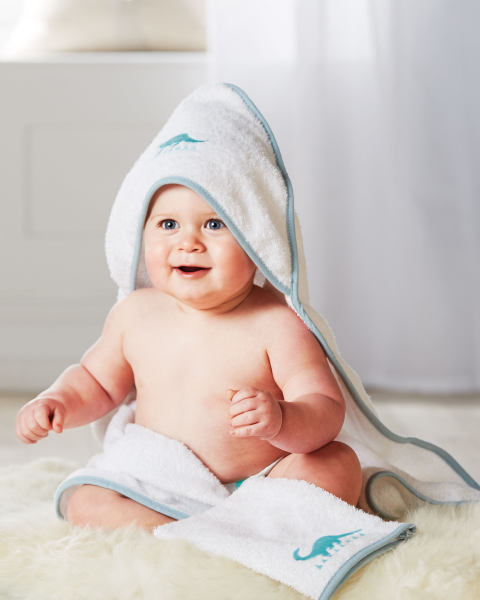 Dino Hooded Baby Towel With Mitt