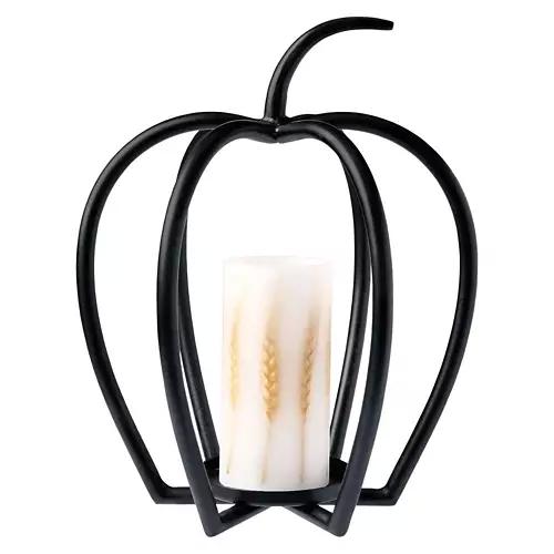 Iron Pumpkin Candle Holder, Black