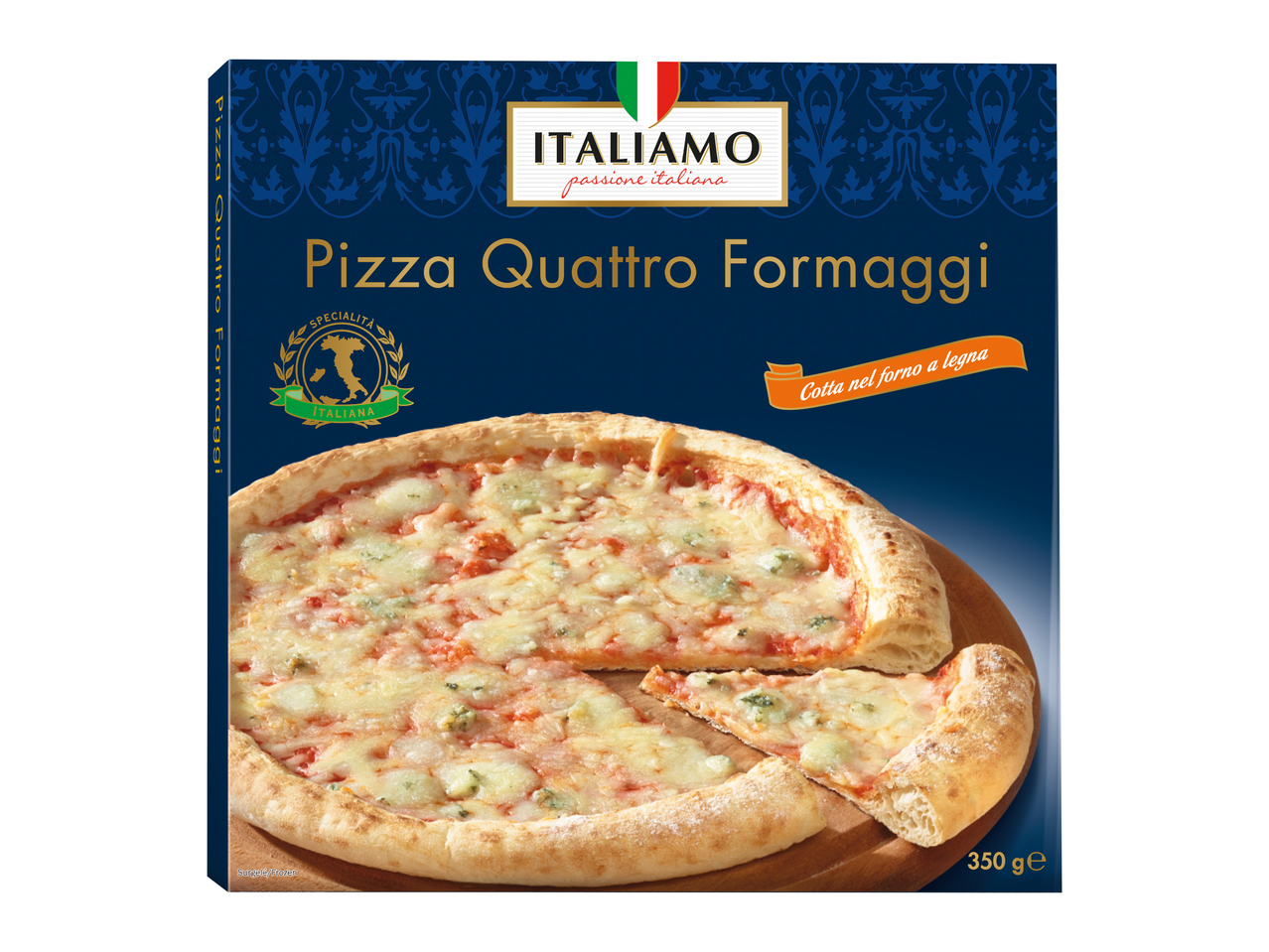 Pizza quattro formaggi/ prosciutto e mozzarella