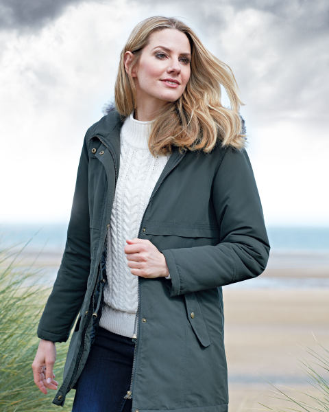 Avenue Khaki Ladies Parka Jacket
