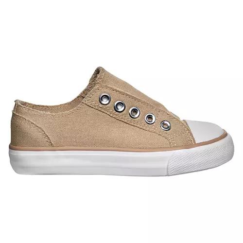 Toddler Memory Foam Canvas Slip Ons - Tan, 11/12