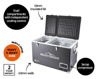 Dual Zone Portable Fridge Freezer 75L