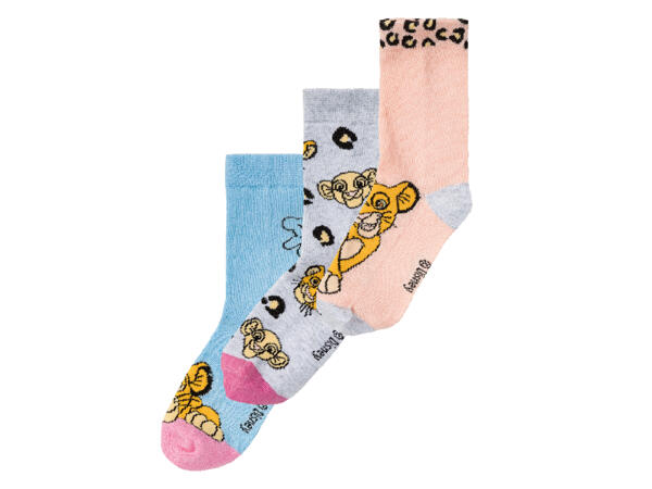 Girls' Character Socks Per pack "Frozen, Lion King, Disney Princess"