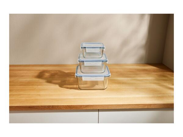 Livarno Home Square Glass Food Storage Containers - 3 Piece Set