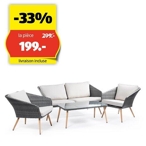 BELAVI Lot de meubles de salon tressés, 4 pièces