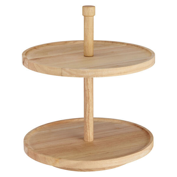 Crofton Rubber Wood Two Tier Wooden Lazy Susan