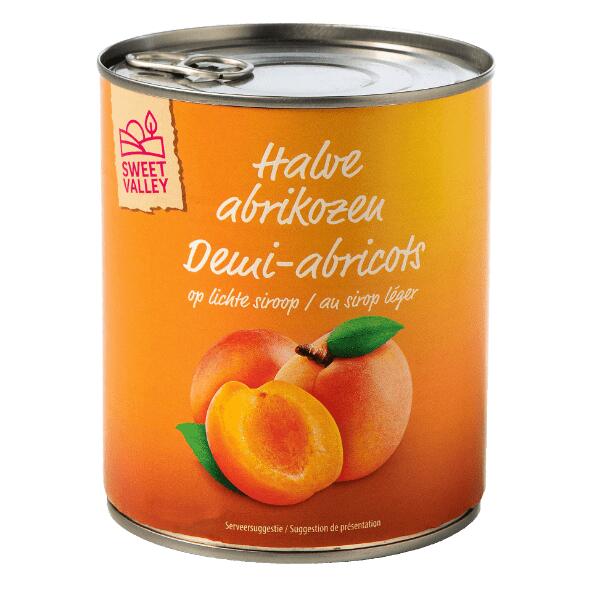 Halve abrikozen in blik