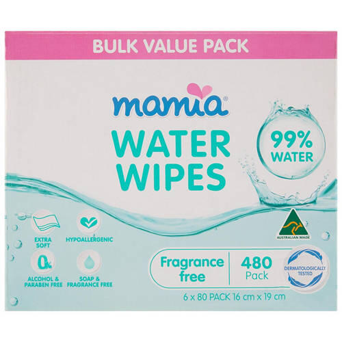 Baby Water Wipes 6x80 Pack