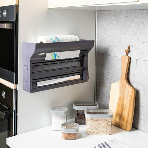 HOME CREATION KITCHEN(R) 				Porte-rouleau mural 3 en 1