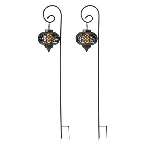 2 Pack Solar Stake Lanterns, Black