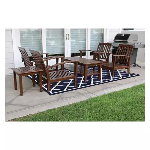 6' x 9' Indoor/Outdoor Flatweave Area Rug - Navy Diamond