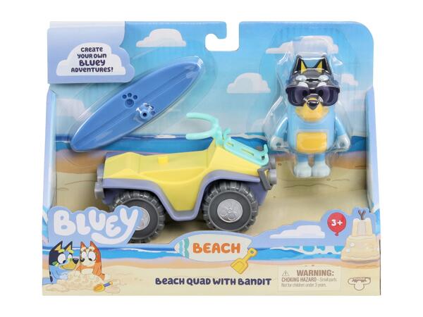 Bluey Beach Quad With Bandit Toy with Figure