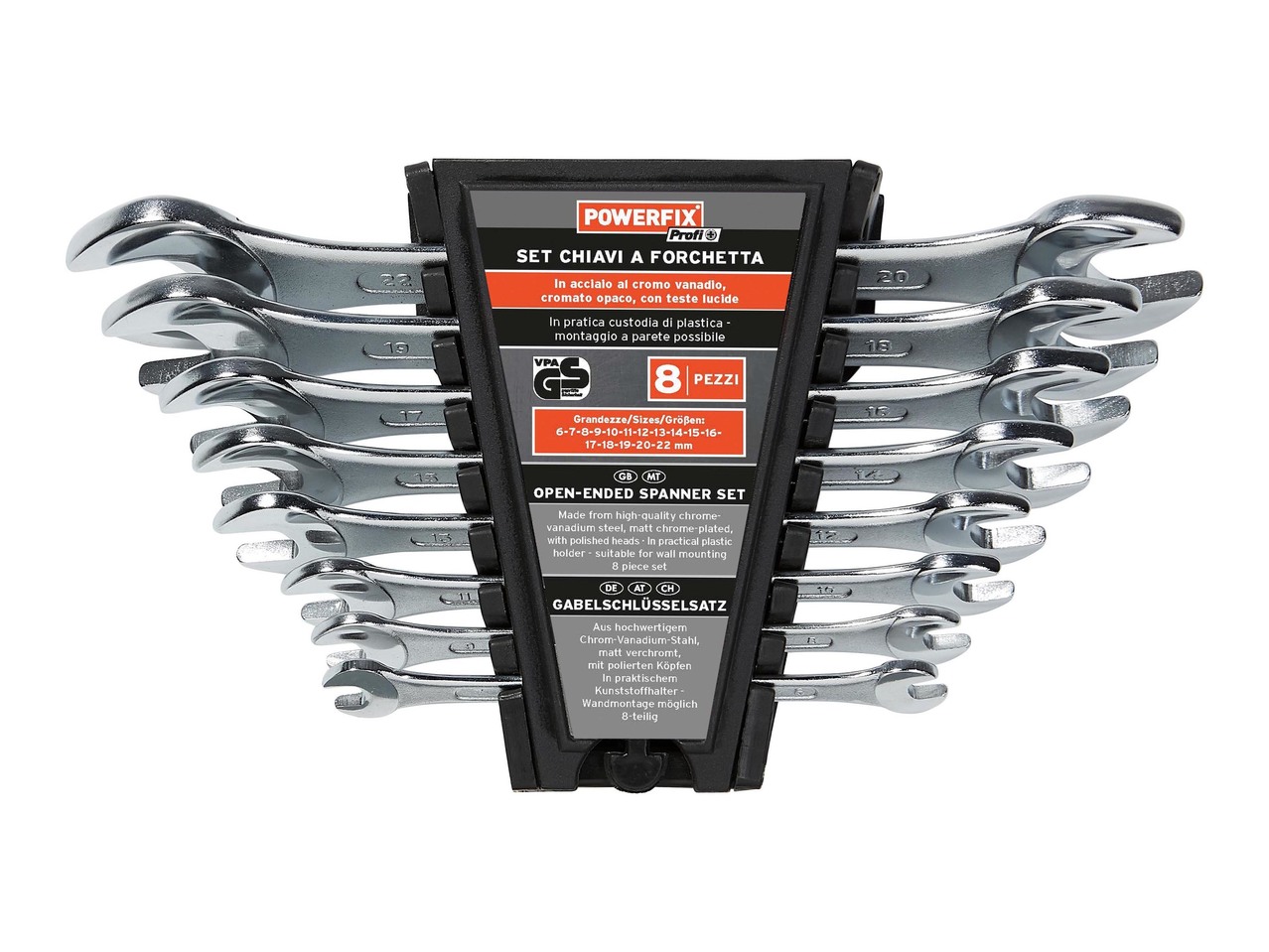 Open-Ended or Ring Spanner Set, 8 pieces