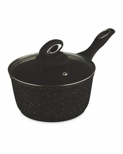 Black 18cm Marble Effect Saucepan