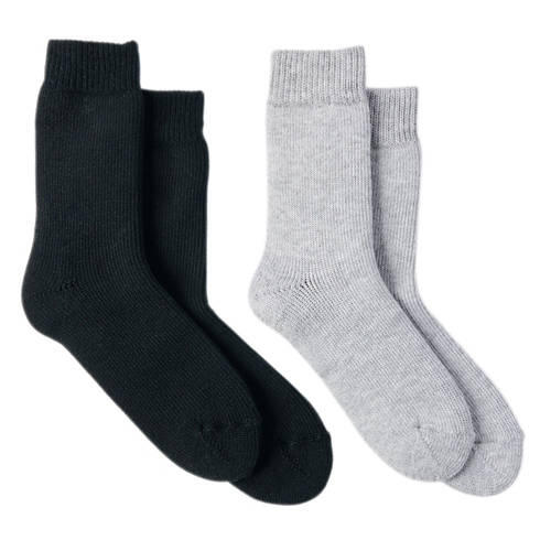 2 Pack Ladies Brushed Socks, Black/Grey