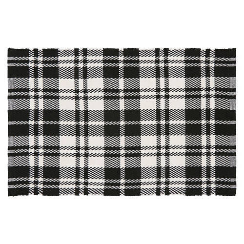 24" x 36" Handwoven Layering Rug - Plaid Black
