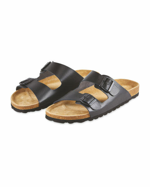 Avenue Men's Black Footbed Sandals