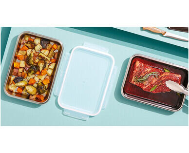 Stainless Steel Marinating Tray with Plastic Lid