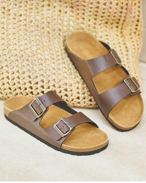 Avenue Brown Double Strap Sandals
