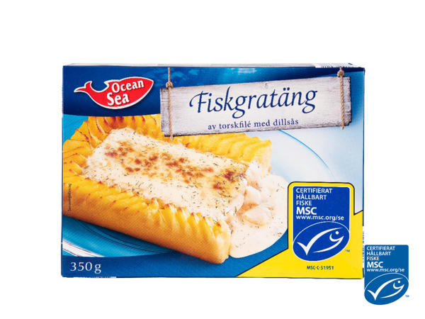 Fiskgratäng med dillsås