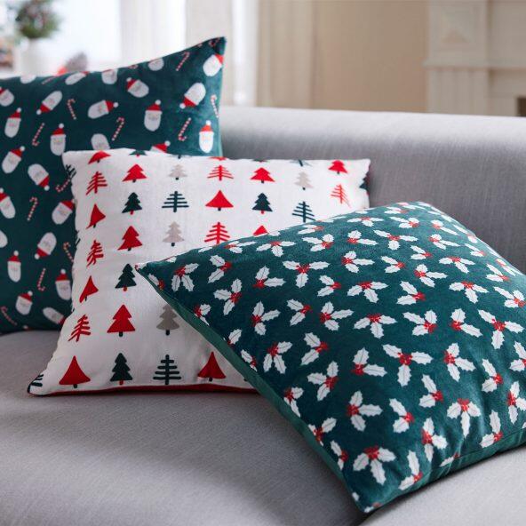 HOME CREATION(R) 				Housse de coussin de Noël, 3 pcs