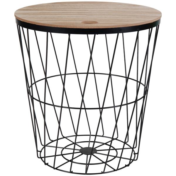 Table d'appoint et panier en fil