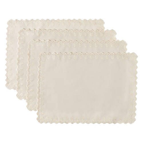 4 Pack Placemats - Beige Eyelet