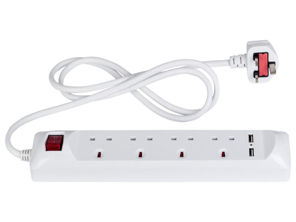 4 Socket Extension Lead with USB Ports