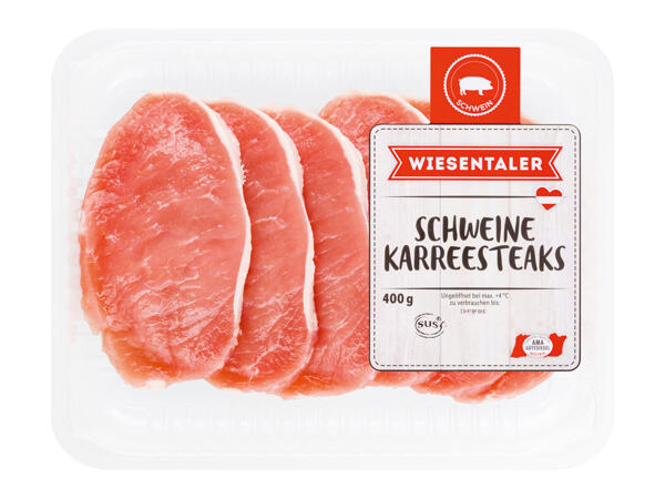 Frische Schweine-Karreesteaks