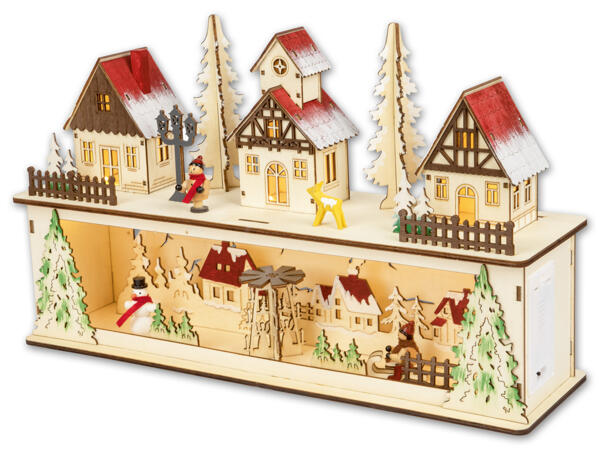 LED-Holz-Weihnachtsdorf