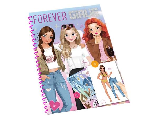 Omalovánky / Sešit se samolepkami/vyškrabávacími obrázky Forever Girlie