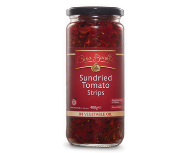 Fire Roasted Pepper Strips 470g or Sundried Tomato Strips 480g