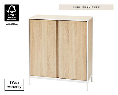 Home Study Storage Cupboard - White/Natural