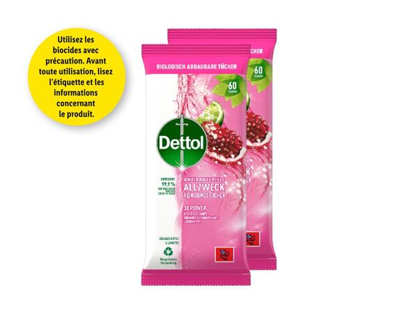 Lingettes nettoyantes Dettol, pack de 2
