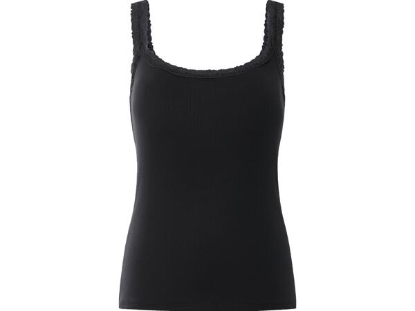 Ladies' ribbed vest tops with lace, 3 pieces