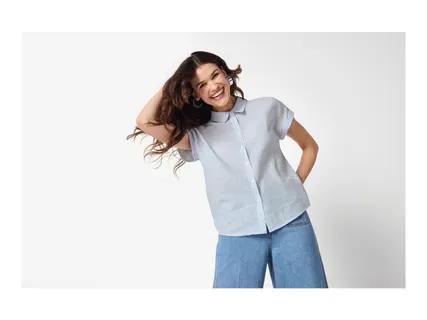 ESMARA Ladies' Blue Linen Blouse
