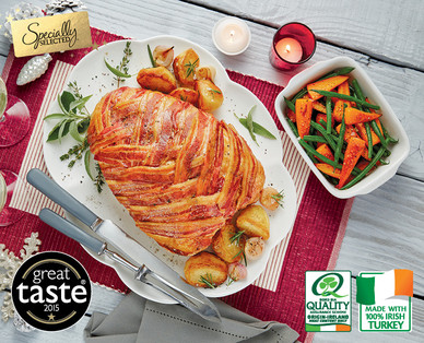 Specially Selected Irish Turkey Crown Stuffed and Dressed with Streaky Bacon 