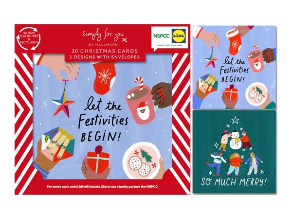 Simply For You NSPCC Mini Christmas Cards - 30 Pack