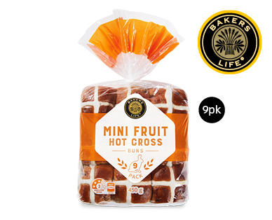 Mini Fruit Hot Cross Buns 9pk