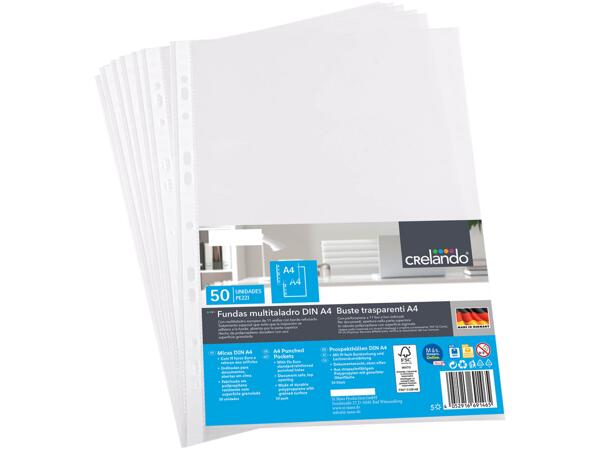 A4 punched pockets, 50 pieces