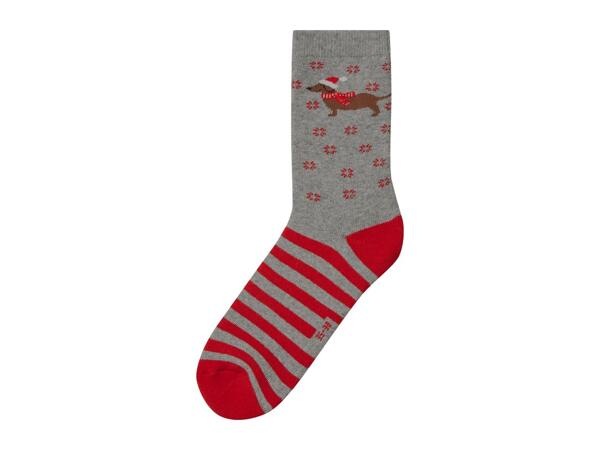 Esmara Older Kids' Red-White & Grey Thermal Socks - 2 Pairs