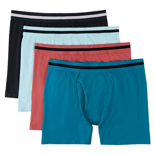 4 Pack Men's Boxer Briefs - Black/Teal/Blue/Red, M