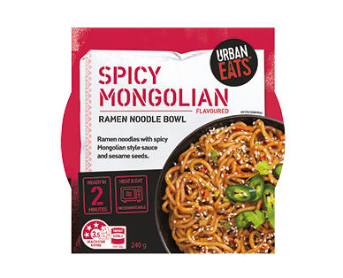 Urban Eats Spicy Mongolian Flavoured Ramen Noodle Bowl 240g
