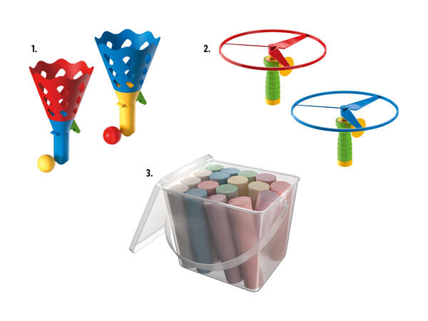 Jeu d'attrape-balle/hélice volante/craies multicolores