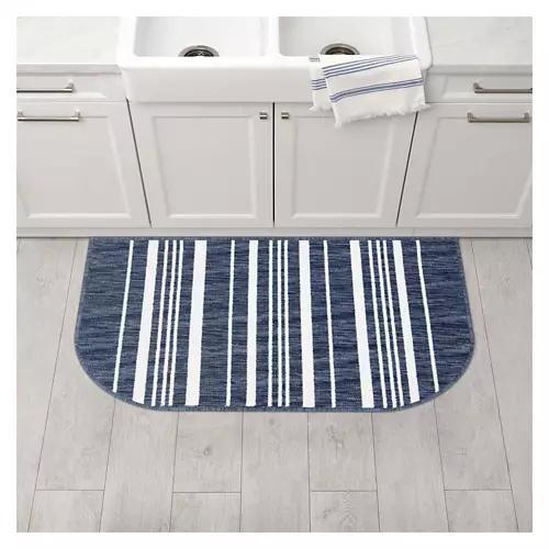 20" x 38" Slice Shaped Kitchen Rug - Blue Stripe