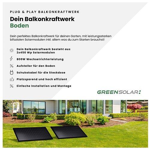 GREEN SOLAR Balkonkraftwerk Boden 900/800 W